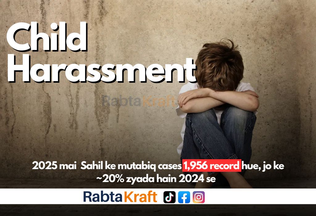 “Sad child sitting alone with head down against a wall, representing child harassment awareness — data highlighting rise in 2025 cases.”