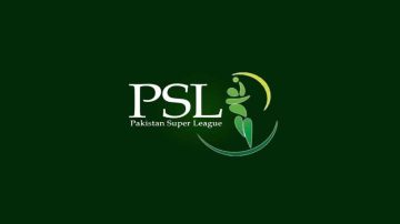 The official logo of the Pakistan Super League (PSL) displayed on a dark green background, featuring the PSL text and a stylized cricket player graphic.