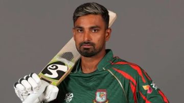 A screenshot showing a list of cricket players including the Bangladesh national cricket team, Mehidy Hasan Miraz, Najmul Hossain Shanto, Andy McBrine, and Mominul Haque.