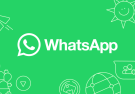 A bright green WhatsApp-themed banner featuring the white WhatsApp logo in the center. Surrounding the logo are playful outline-style icons, including a sun, a lock, a globe, a heart, a paper airplane, and cartoon characters. The design is minimalistic and modern.