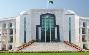 Federal Shariat Court building in Pakistan with national flag on top.