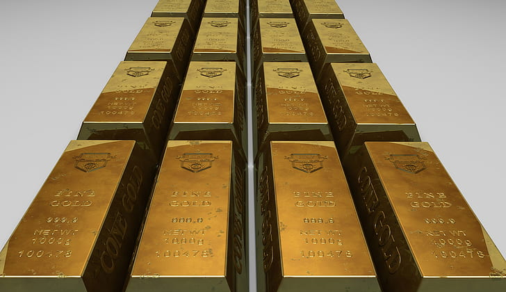 "Stacked rows of fine gold bars arranged in lines, symbolizing rising gold prices and global market investment trends."