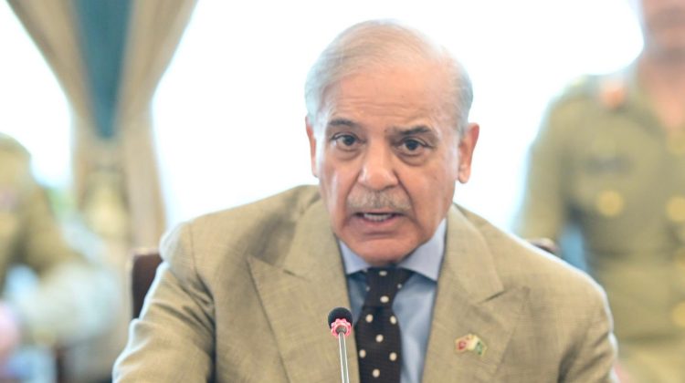 "Prime Minister Shehbaz Sharif speaking during a high-level government meeting on national energy and development projects."
