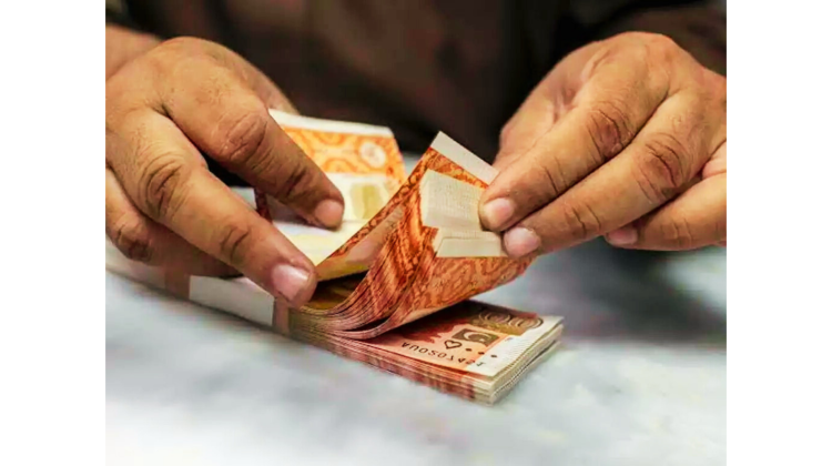 Government employees counting extra salary cash in Pakistan