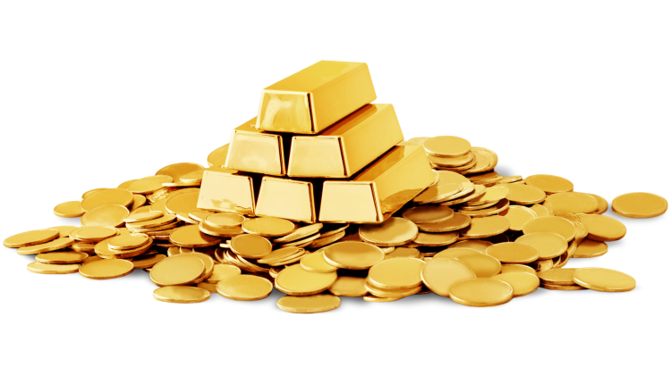 Gold bars and coins representing record high gold prices in Pakistan and global market